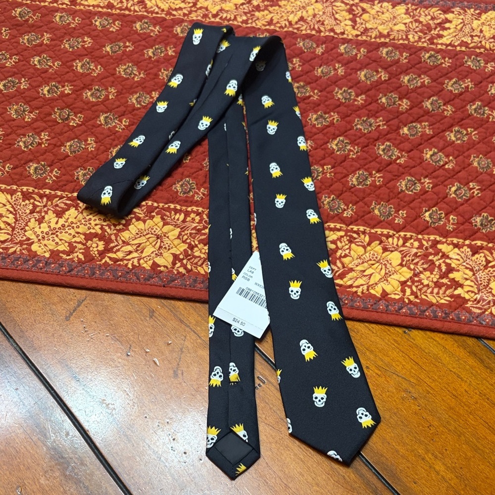 CrewCutsStylish Black Tie with Skull Design